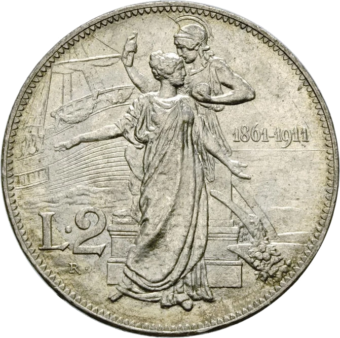 Regno d'Italia 2 lire 1911 rovescio Modoetia Numismaticae