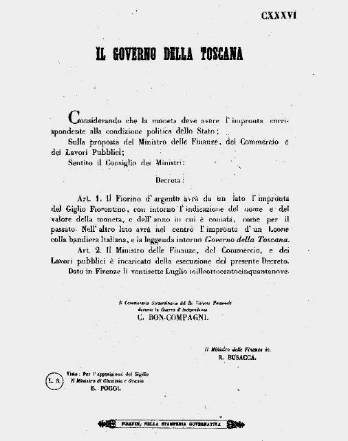 Decreto del 27 Luglio 1859 Modoetia Numismaticae