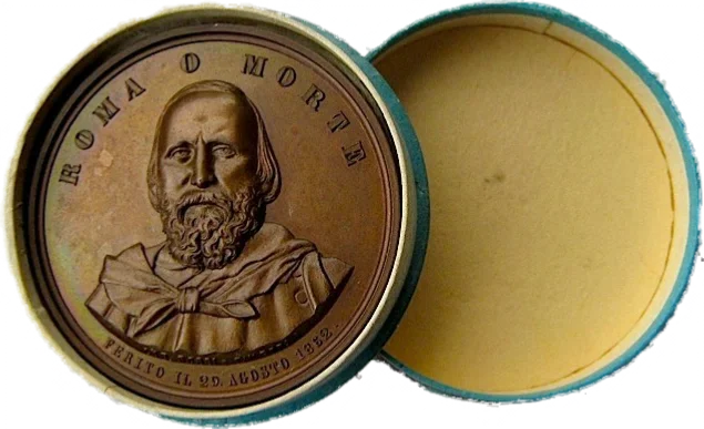 Medaglia di Garibaldi nella sua scatola Modoetia Numismaticae