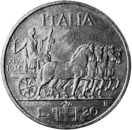 Regno d'Italia 20 lire 1936 'Impero' rovescio fake 2 Modoetia Numismaticae